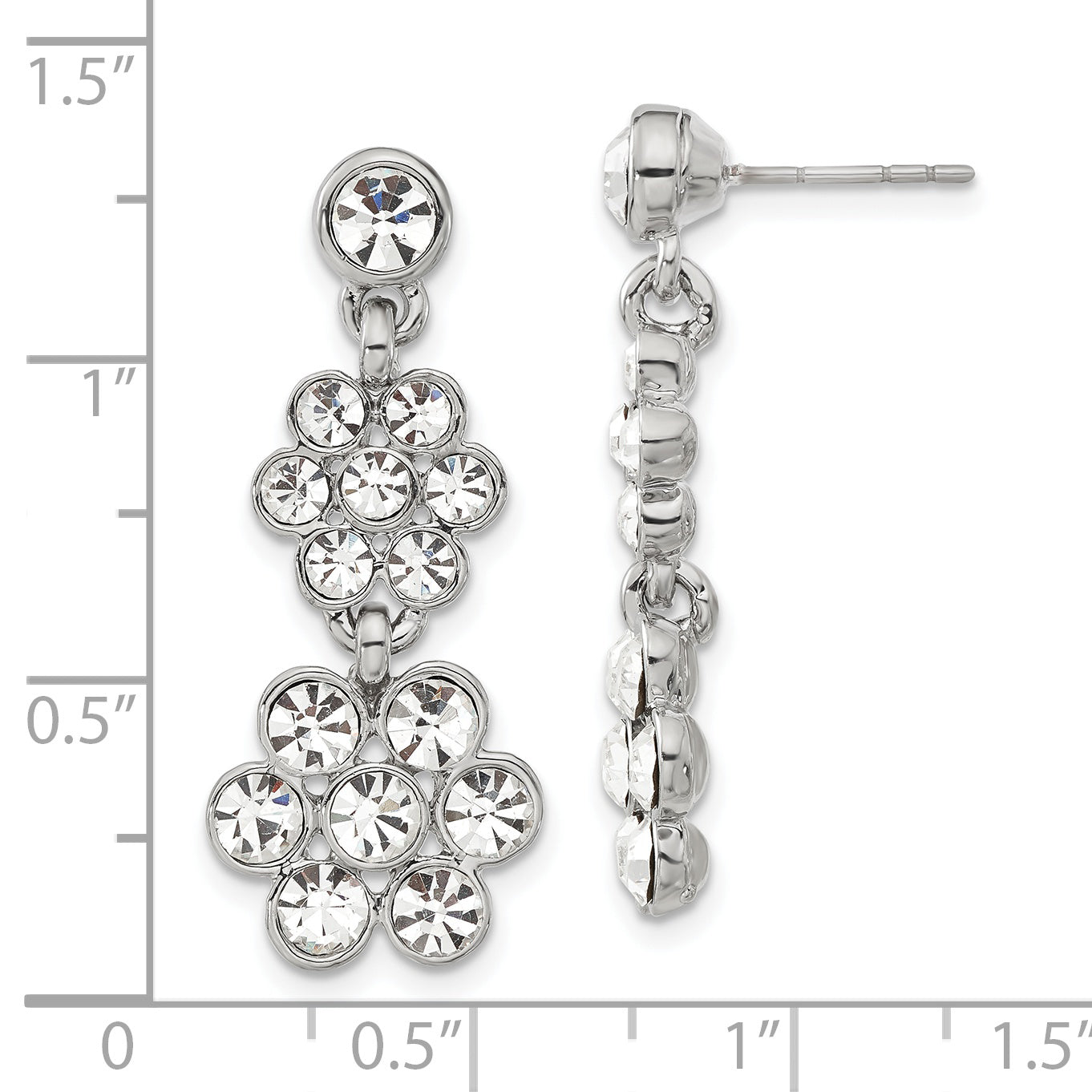 1928 Silver-Tone Crystal Flower Dangle Earrings | Elegant Vintage-Inspired Design