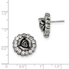 1928 Silver-tone Crystal Rose Cluster Earrings – Elegant Vintage-Inspired Design