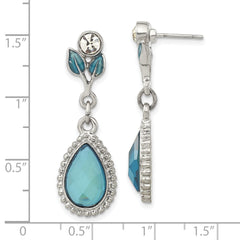 **1928 Silver-Tone Blue Crystal & Enamel Dangle Earrings  Vintage Inspired Elegance**