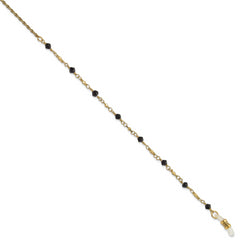 1928 Jewelry Gold-tone Black Faceted Glass Beaded Eyewear Holder 32 inch Chain