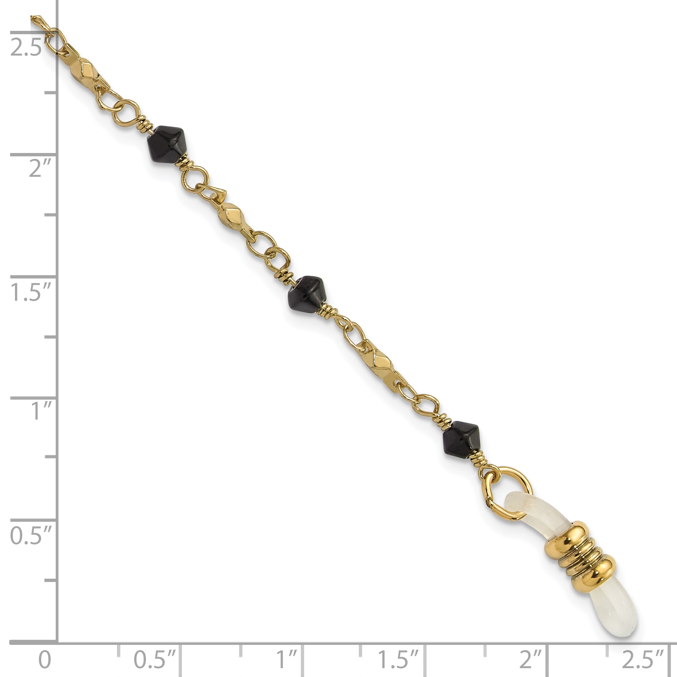 1928 Jewelry Gold-tone Black Faceted Glass Beaded Eyewear Holder 32 inch Chain