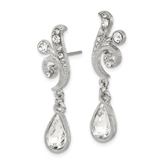 Vintage-Inspired Silver-Tone Crystal Teardrop Earrings by 1928 Jewelry