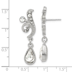 Vintage-Inspired Silver-Tone Crystal Teardrop Earrings by 1928 Jewelry