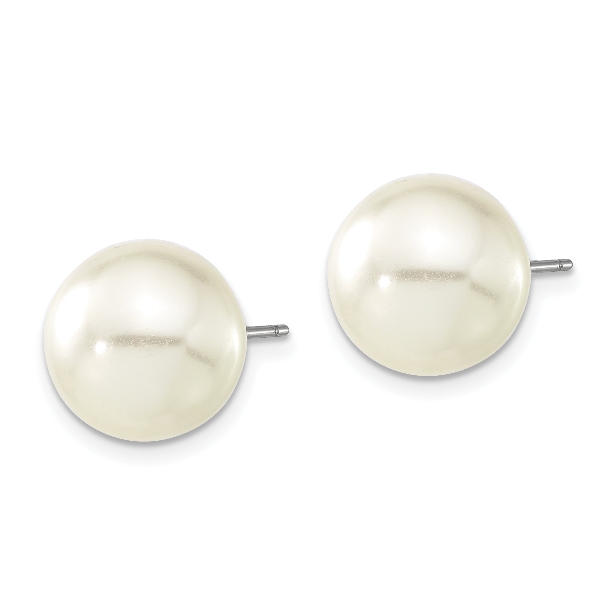 Gold-Tone Simulated Pearl Stud Earrings 12mm Nickel-Free Vintage Inspired