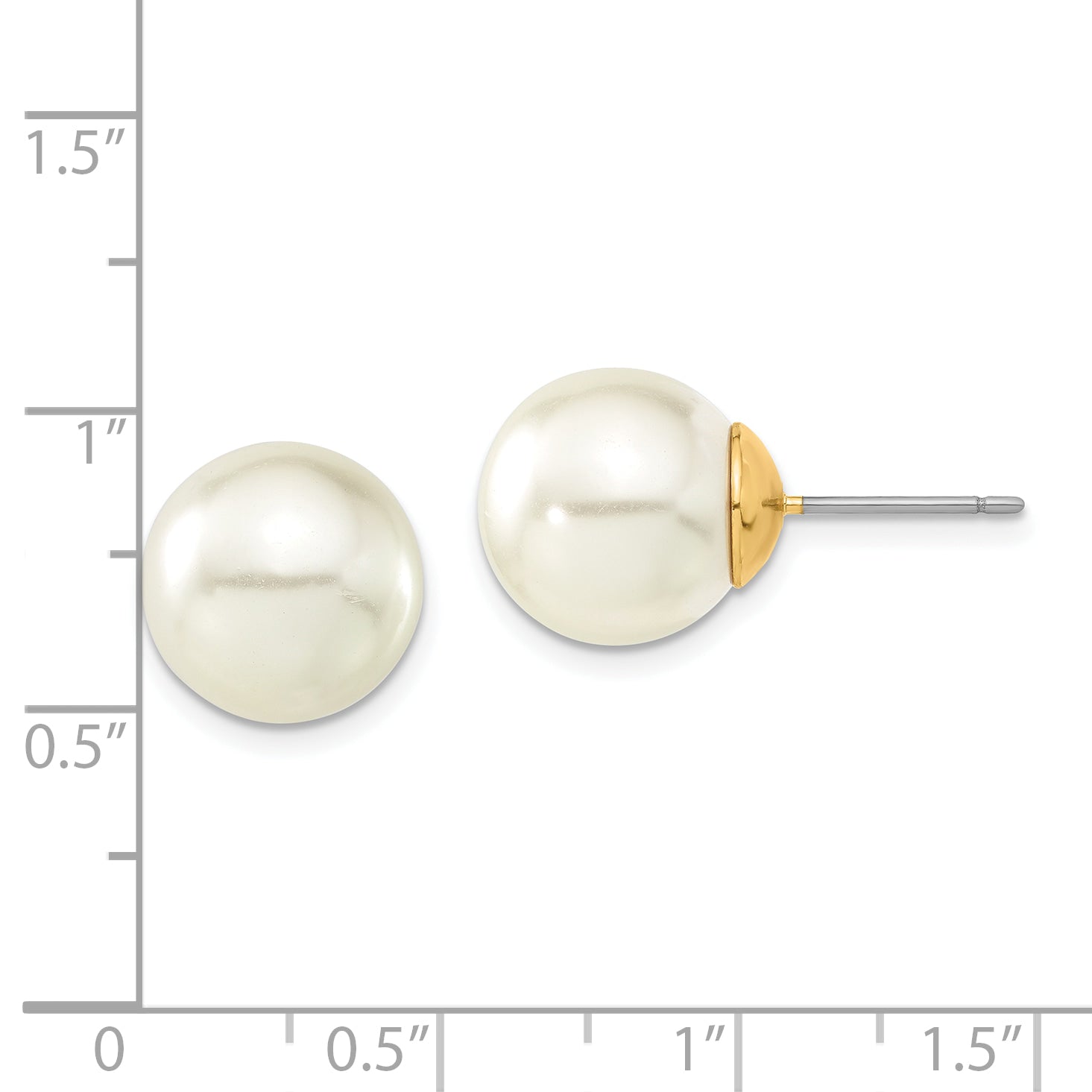 Gold-Tone Simulated Pearl Stud Earrings 12mm Nickel-Free Vintage Inspired