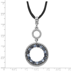 1928 Jewelry Silver-tone Light and Dark Blue Crystal Double Circle Adjustable 16 inch Satin Cord Necklace with 3 inch extension