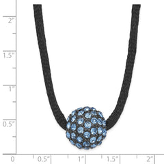 1928 Black-plated Blue Glass Stone Ball w/ 3 in ext Necklace