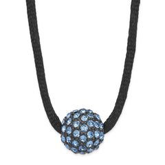 1928 Black-plated Blue Glass Stone Ball w/ 3 in ext Necklace