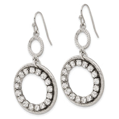 Silver-Tone Crystal Drop Earrings with Polished Finish  Vintage Inspired Design