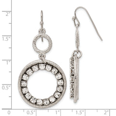 Silver-Tone Crystal Drop Earrings with Polished Finish  Vintage Inspired Design