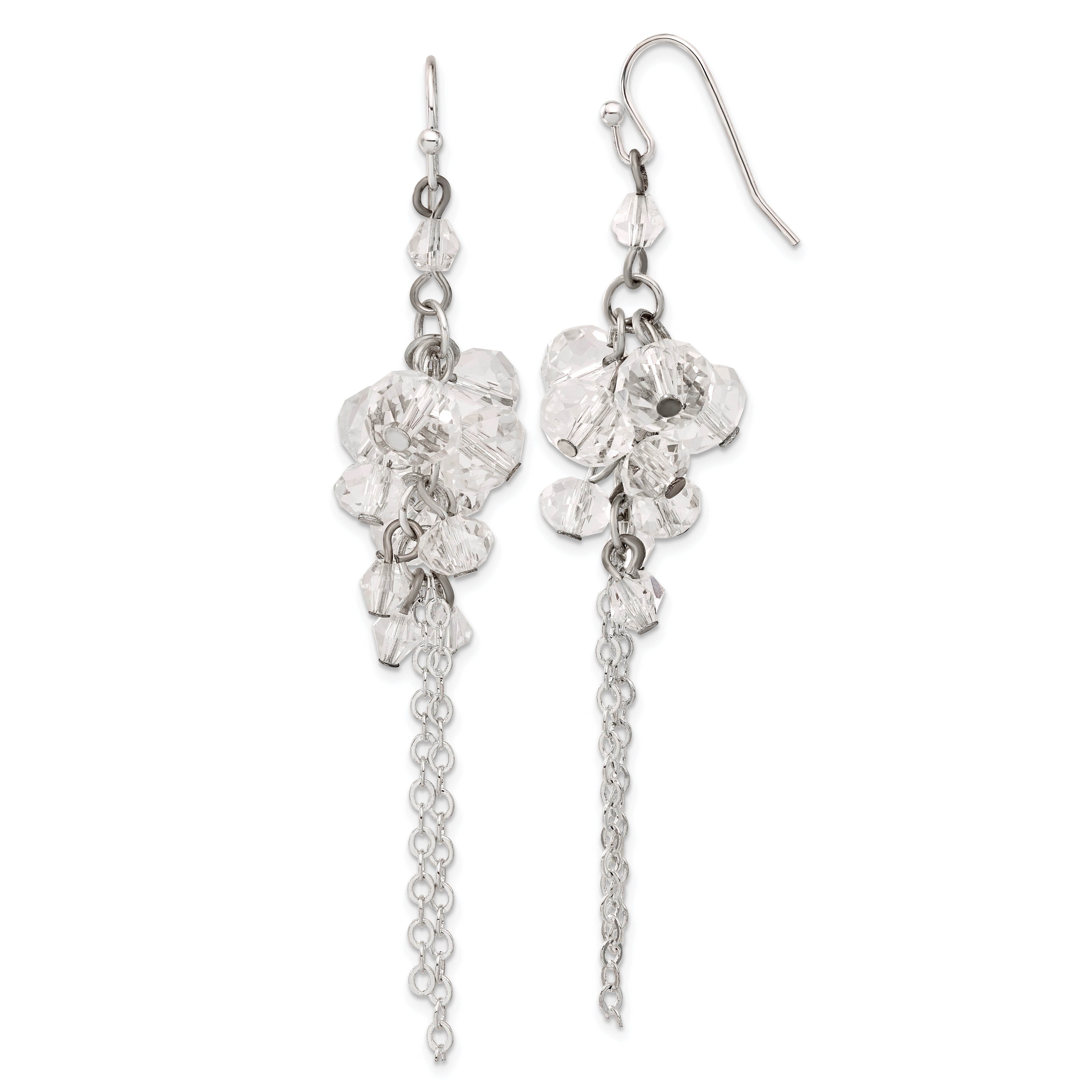 1928 Jewelry Silver-tone Clear Crystal Bead Cluster Drop Earrings