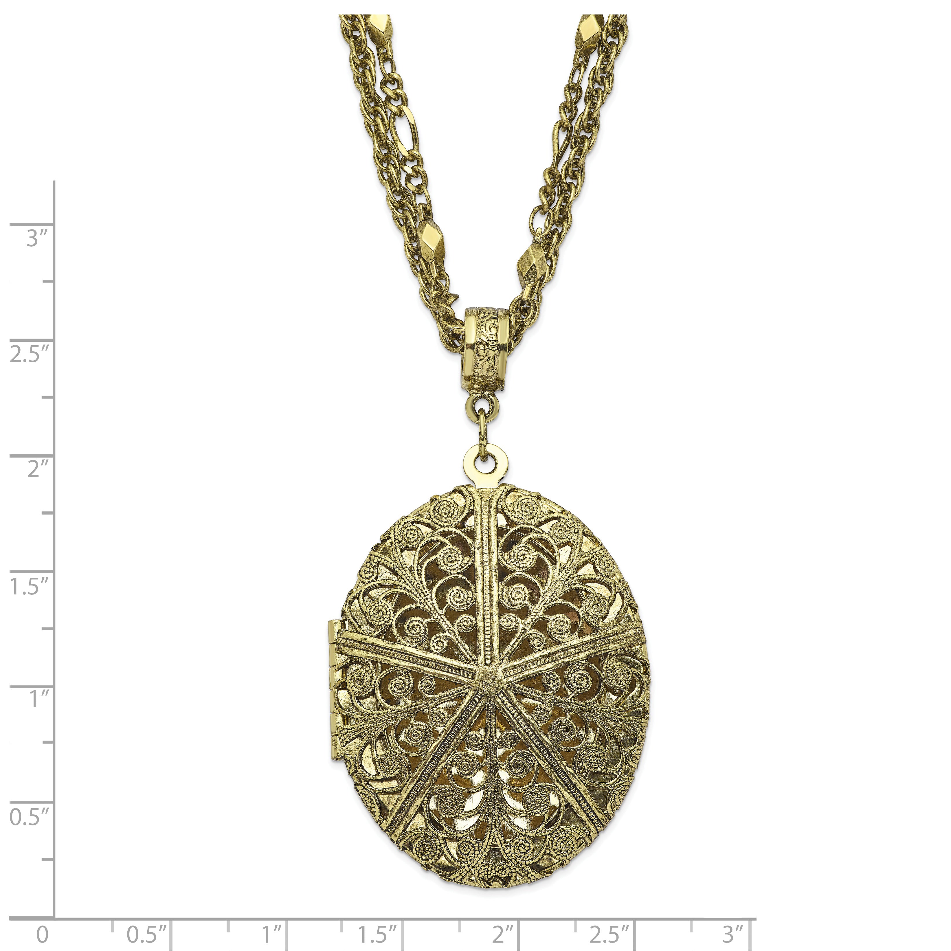 1928 Jewelry Vintage Brass-tone Double Chain Locket Necklace