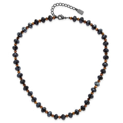 1928 Jewelry Women's Black-Plated Beaded Necklace with Multi-Color Faceted Glass