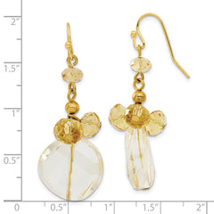 1928 Gold-tone Light Colorado Champagne Glass Beads Dangle Earrings