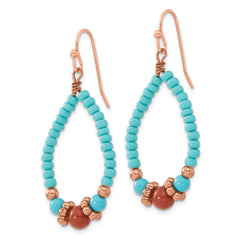 1928 Jewelry Copper-tone Aqua and Brown Acrylic Beads Teardrop Dangle Earrings