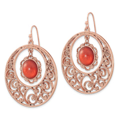 Copper-Tone Filigree Crystal Dangle Earrings with Vintage Elegance