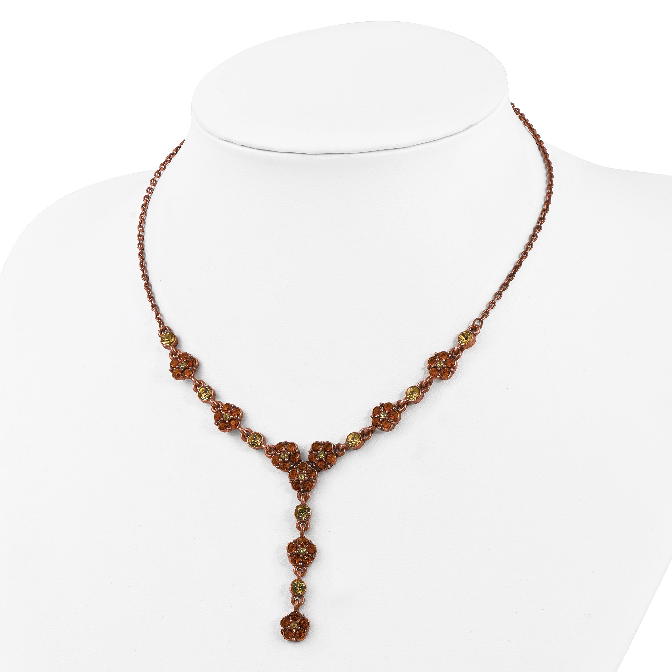 Copper-Tone Crystal Floral Necklace with Extender by 1928 Jewelry