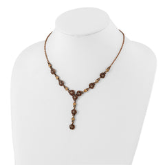 Copper-Tone Crystal Floral Necklace with Extender by 1928 Jewelry