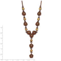 Copper-Tone Crystal Floral Necklace with Extender by 1928 Jewelry