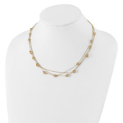 1928 Jewelry Gold-tone Link Light Colorado Faceted Acrylic Beads Three Strand w/ 3 inch extension Necklace