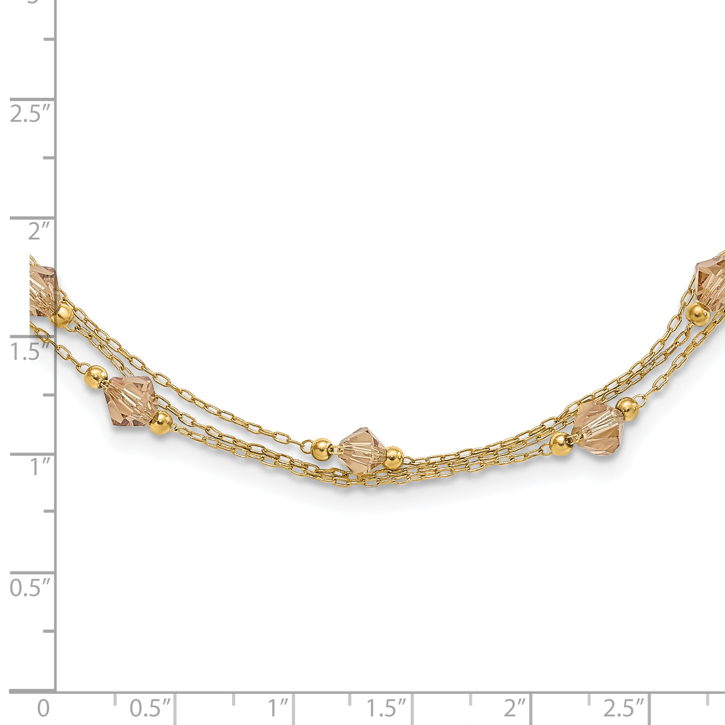 1928 Jewelry Gold-tone Link Light Colorado Faceted Acrylic Beads Three Strand w/ 3 inch extension Necklace