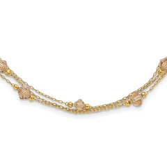 1928 Jewelry Gold-tone Link Light Colorado Faceted Acrylic Beads Three Strand w/ 3 inch extension Necklace