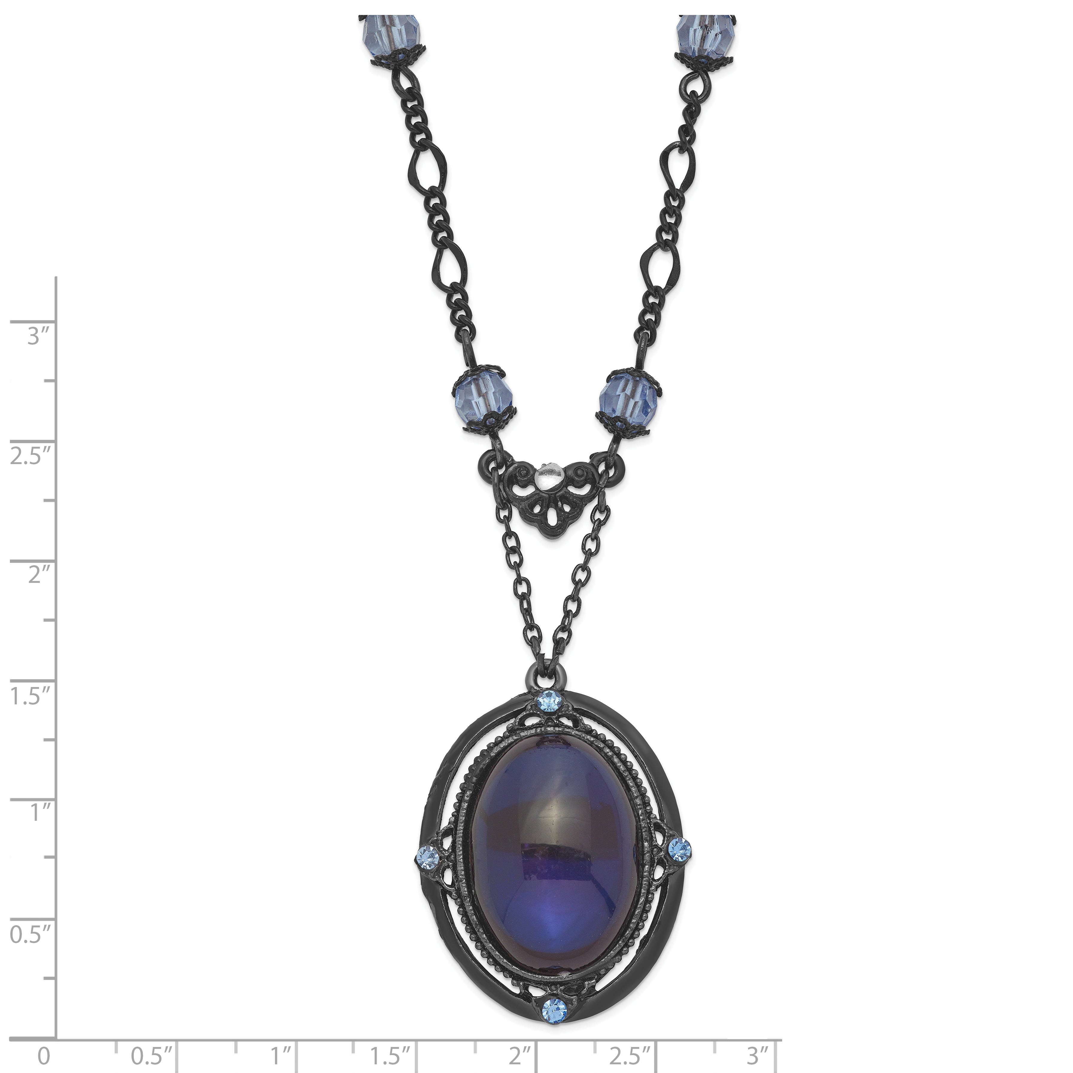 1928 Jewelry Black-plated Light Blue and Dark Blue Crystal 16 inch Necklace with 3 inch extension