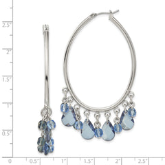 1928 Jewelry Silver-Tone Blue Crystal Hoop Earrings, Vintage-Inspired Polished Design