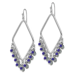 1928 Jewelry Silver-tone Light and Dark Blue Faceted Crystal Diamond Shaped Dangle Earrings