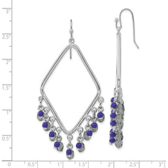 1928 Jewelry Silver-Tone Dangle Earrings with Blue Faceted Crystals, Vintage-Inspired