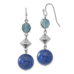 1928 Jewelry Silver-tone Blue Bead and Blue Faceted Crystal Dangle Earrings