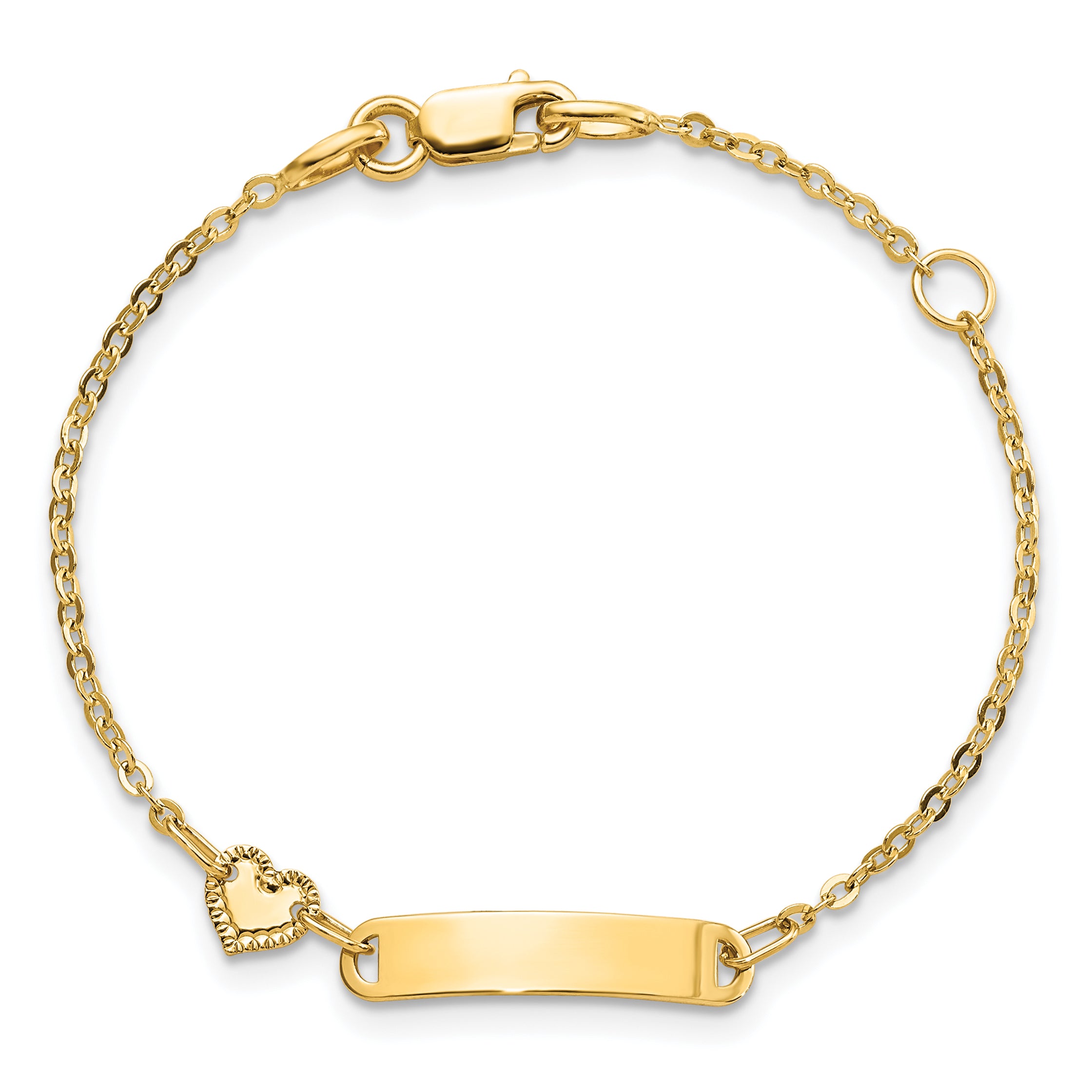 14K Polished ID with Heart Childrens Bracelet