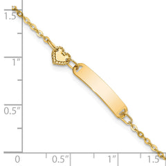 14K Polished ID with Heart Childrens Bracelet