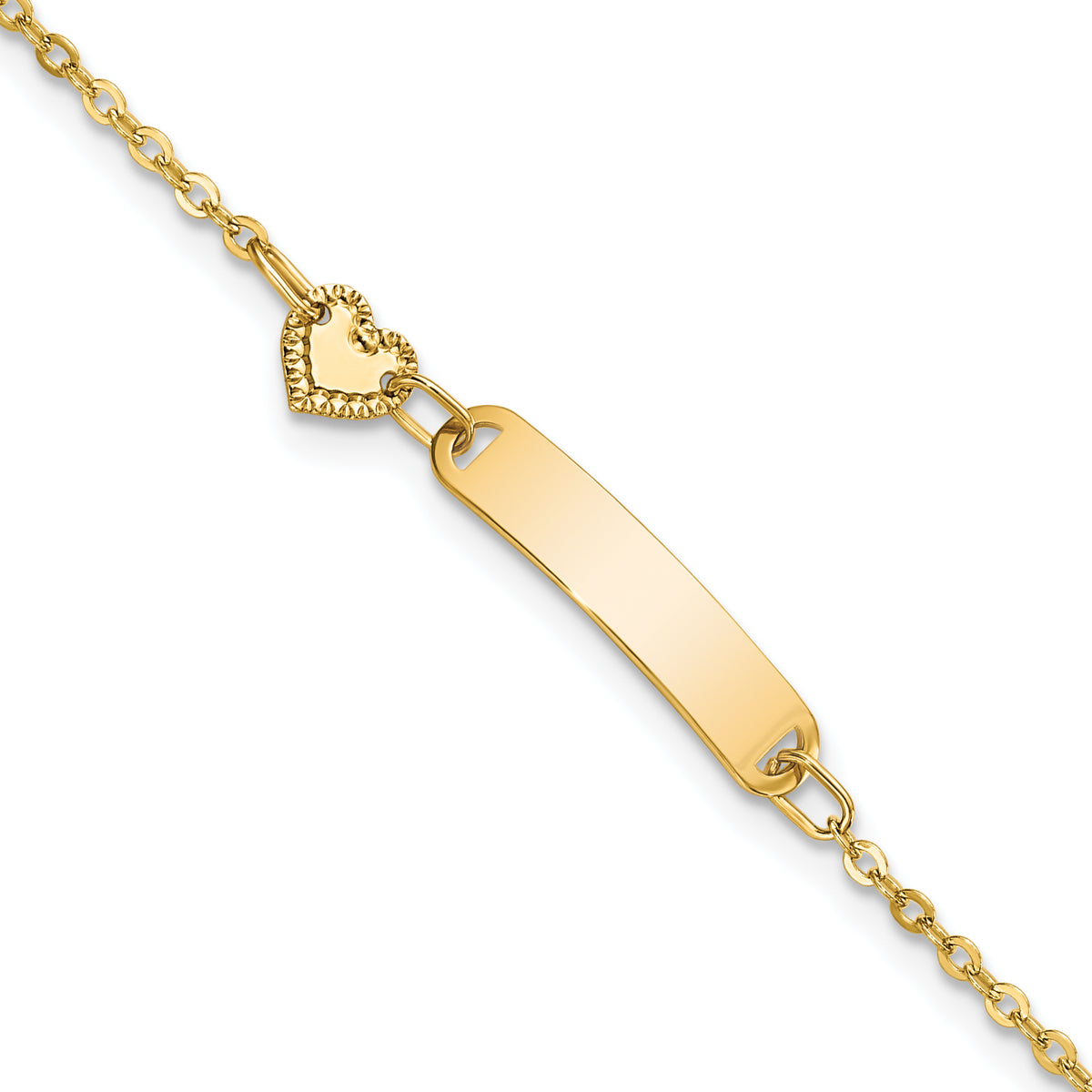 14K Polished ID with Heart Childrens Bracelet