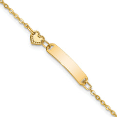 14K Polished ID with Heart Childrens Bracelet