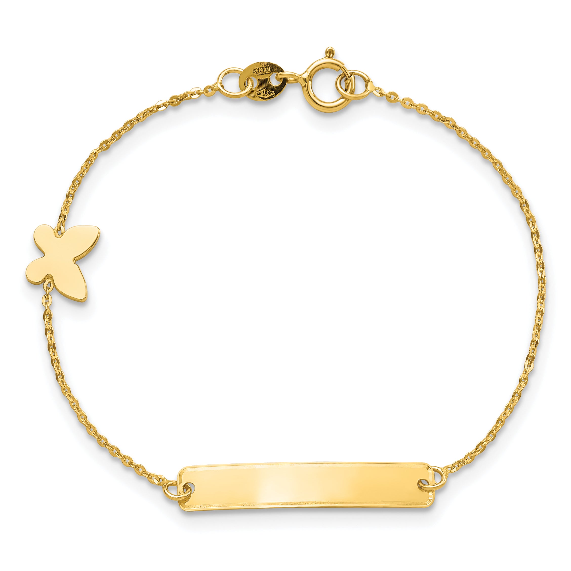 14k Polished 5.5in Butterfly ID Bracelet