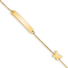 14k Polished 5.5in Butterfly ID Bracelet