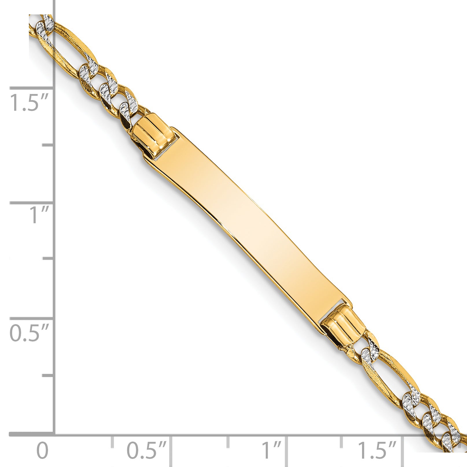 14k w/Rhodium Children's Pav‚ Figaro Link ID Bracelet