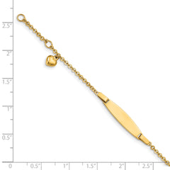 14k Polished w/ Dangling Heart w/.5in ext. Baby ID Bracelet