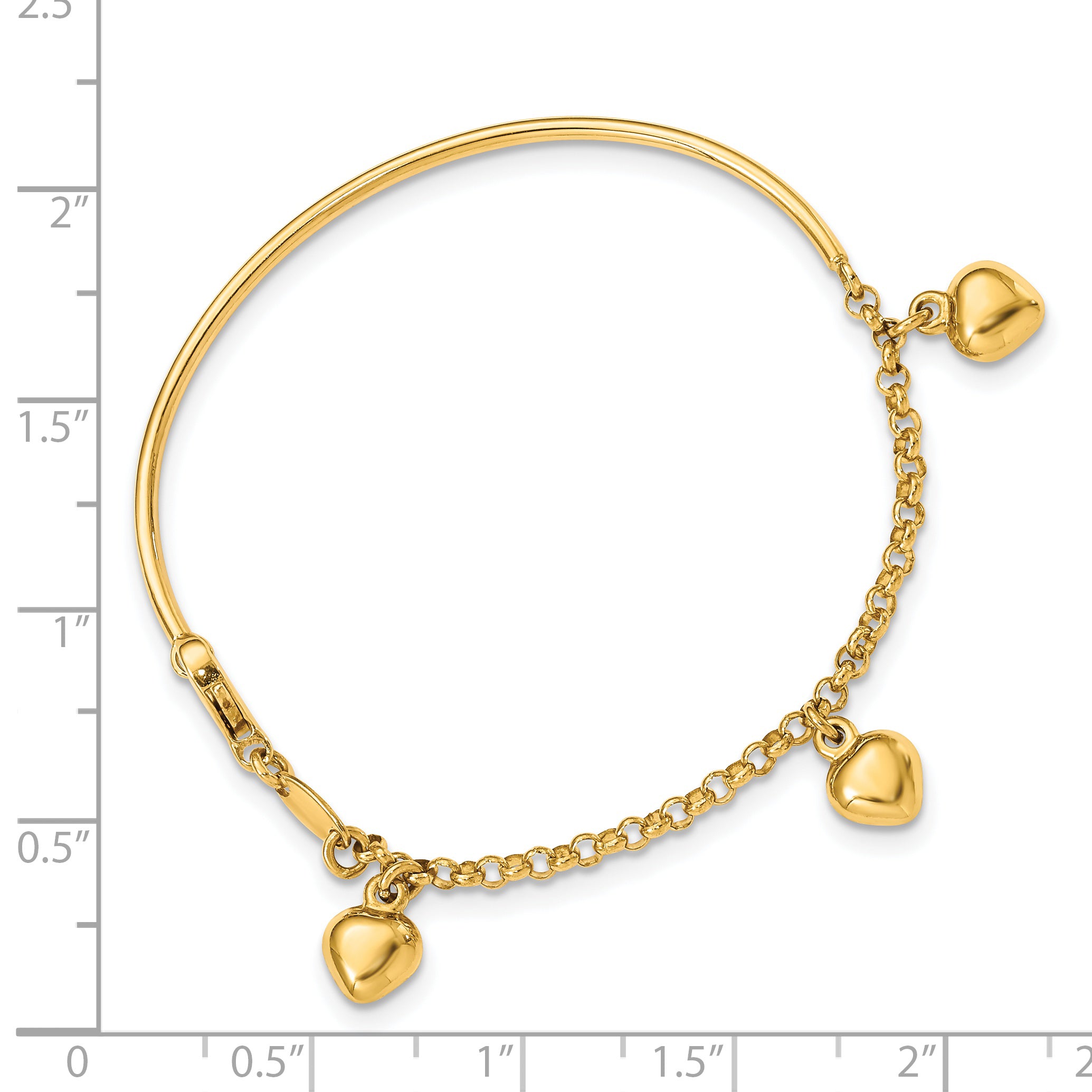 14k Polished Dangle Heart Baby Bracelet