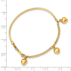 14k Polished Dangle Heart Baby Bracelet