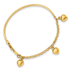 14k Polished Dangle Heart Baby Bracelet