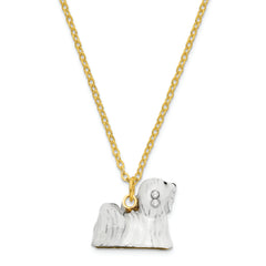 Luxury Giftware Pewter Bejeweled Crystals Gold-tone Enameled MILLIE Maltese Trinket Box with Matching 18 Inch Necklace