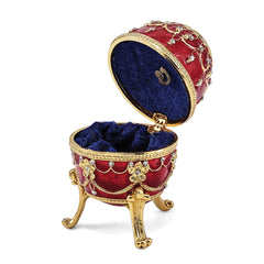 Luxury Giftware Pewter Bejeweled Crystals Gold-tone Enameled IMPERIAL RED (Plays Memory) Musical Egg with Matching 18 Inch Necklace