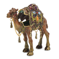 Luxury Giftware Pewter Bejeweled Crystals Gold-tone Enameled AMIR Prince of the Desert Camel Trinket Box with Matching 18 Inch Necklace