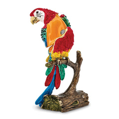 Luxury Giftware Pewter Bejeweled Crystals Gold-tone Enameled GOLDNOSE Macaw Parrot Trinket Box with Matching 18 Inch Necklace