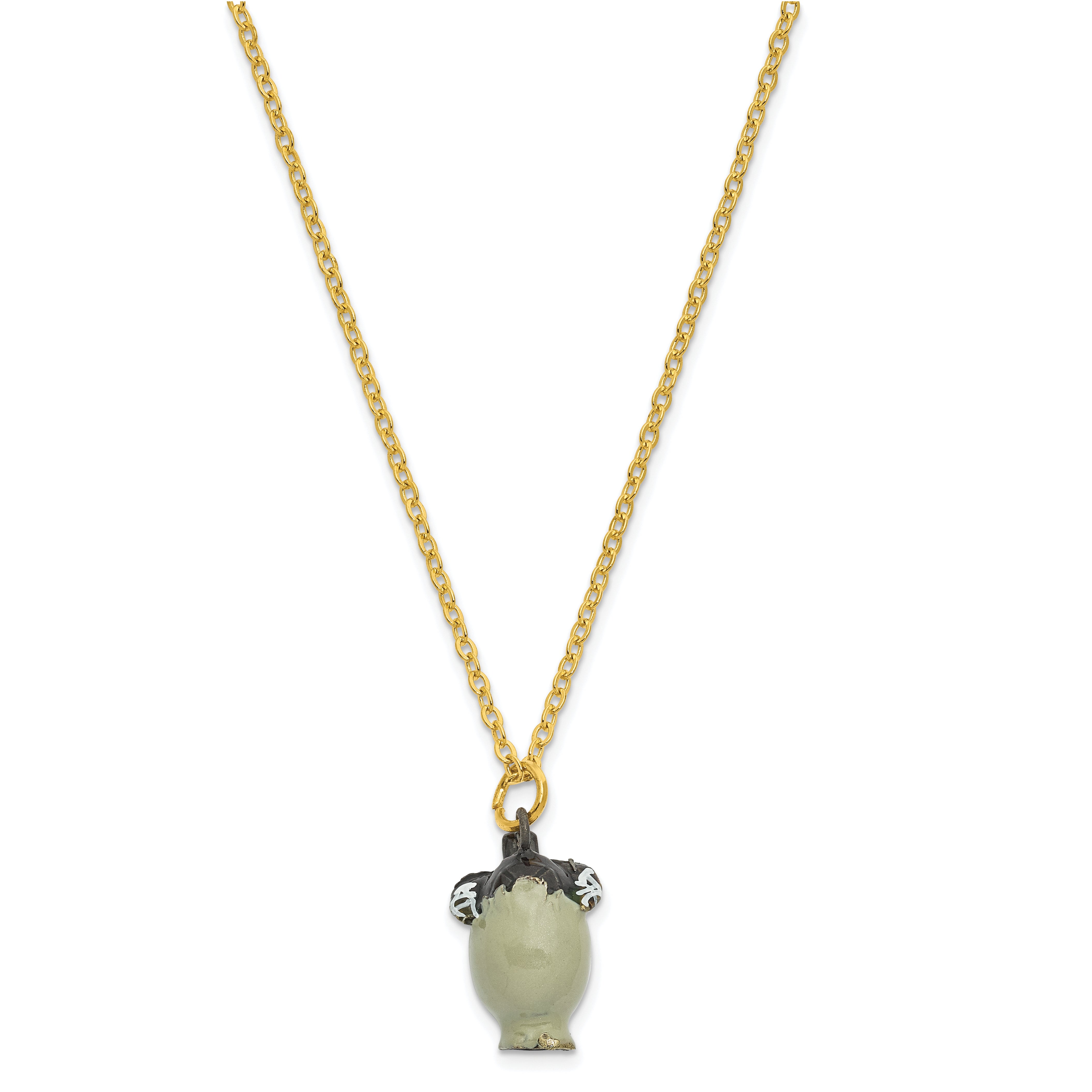 Luxury Giftware Pewter Bejeweled Crystals Gold-tone Enameled EGGBERT Turtle Hatchling Trinket Box with Matching 18 Inch Necklace