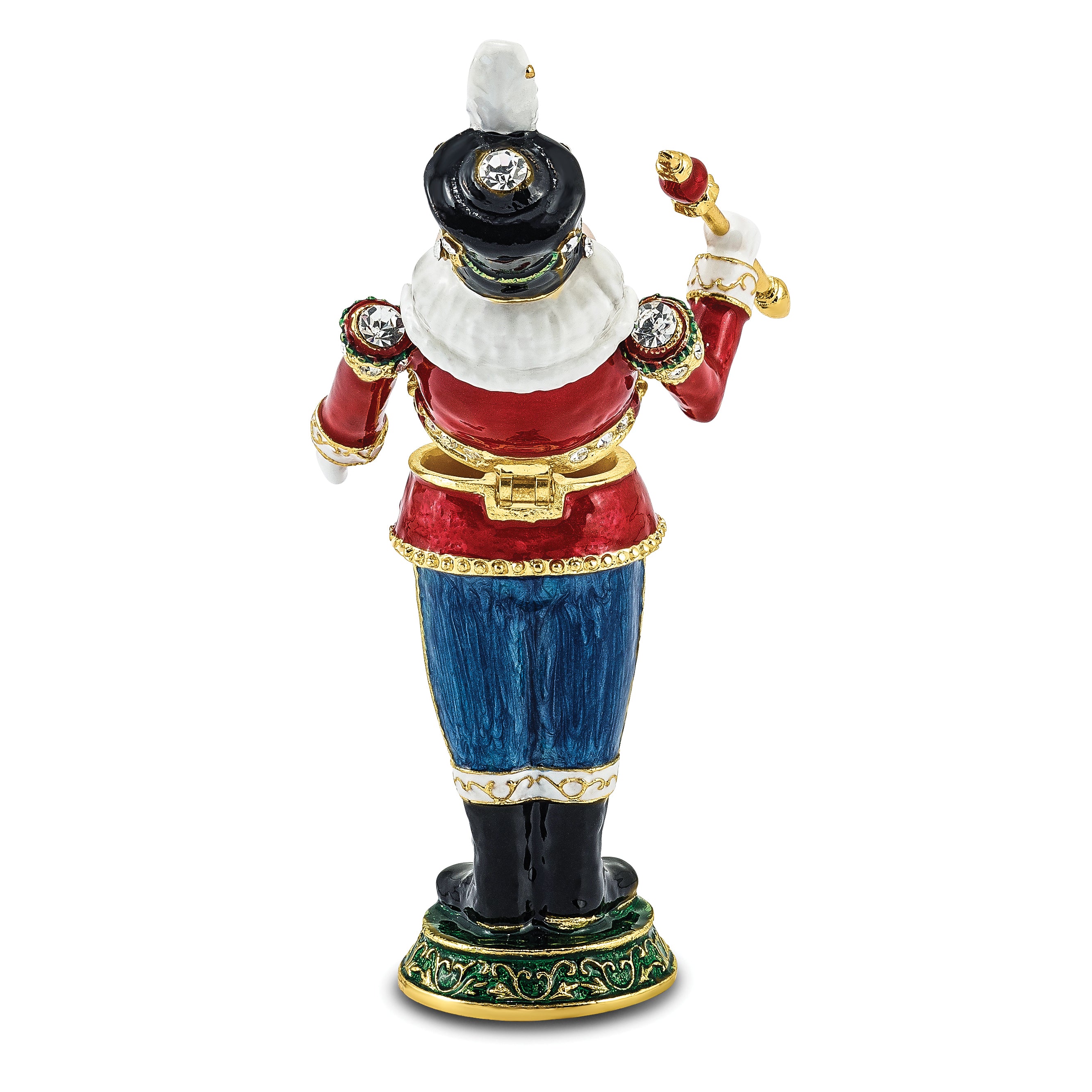 Luxury Giftware Pewter Bejeweled Crystals Gold-tone Enameled TORSTEN Toy Soldier Trinket Box with Matching 18 Inch Necklace