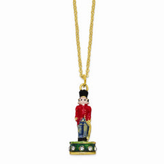 Luxury Giftware Pewter Bejeweled Crystals Gold-tone Enameled TORSTEN Toy Soldier Trinket Box with Matching 18 Inch Necklace