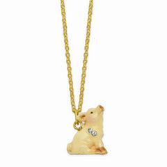 Luxury Giftware Pewter Bejeweled Crystals Gold-tone Enameled PRECIOUS Pig Trinket Box with Matching 18 Inch Necklace